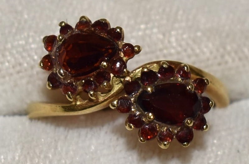 ART DECO 18KT YW GOLD/GARNET RING, C. 1940, W. 2.3 DWT (1 of 4)