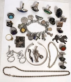 LOT ASSORTED STERLING JEWELRY FINDINGS, W. 7.1 OZ.