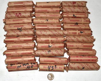 ROLLED WHEAT PENNIES INCL. 1909 VDB, FACE VALUE $16.43