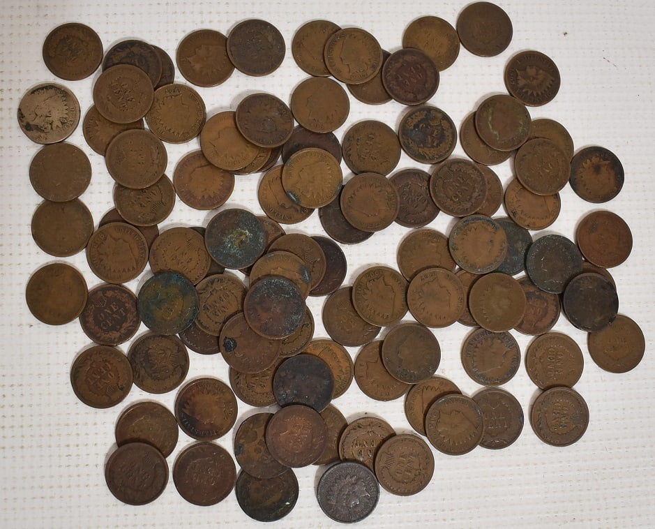 BAG LOT (98) ESTATE U.S. INDIAN HEAD PENNIES: BAG LOT (98) ESTATE U.S. INDIAN HEAD PENNIES