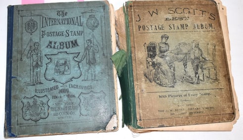2 VINT SCOTT STAMP ALBUMS INCL. 1891 INTERNATIONAL 10TH