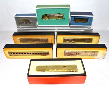8 BRASS H.O TRAINS INCL NYO & W, F-3, PH. 11 A ENGINE +