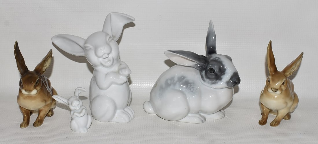 (5) HUTSCHENREUTHER AND ROSENTHAL RABBITS; TALLEST 5" (1 of 9)