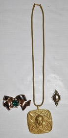 MIRIAM HASKELL NECKLACE, STERLING BROOCHES