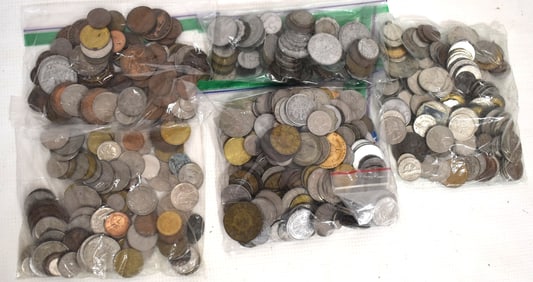 LOT ASSORTED ESTATE FOREIGN COIN, 5.8 LBS. (MIXED)