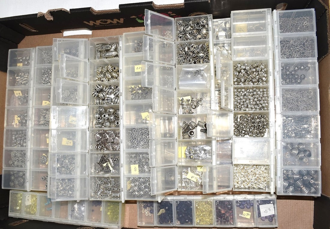 LARGE LOT ASSORT. SILVER/JEWELRY MAKING BEADS, 20TH C. (1 of 13)