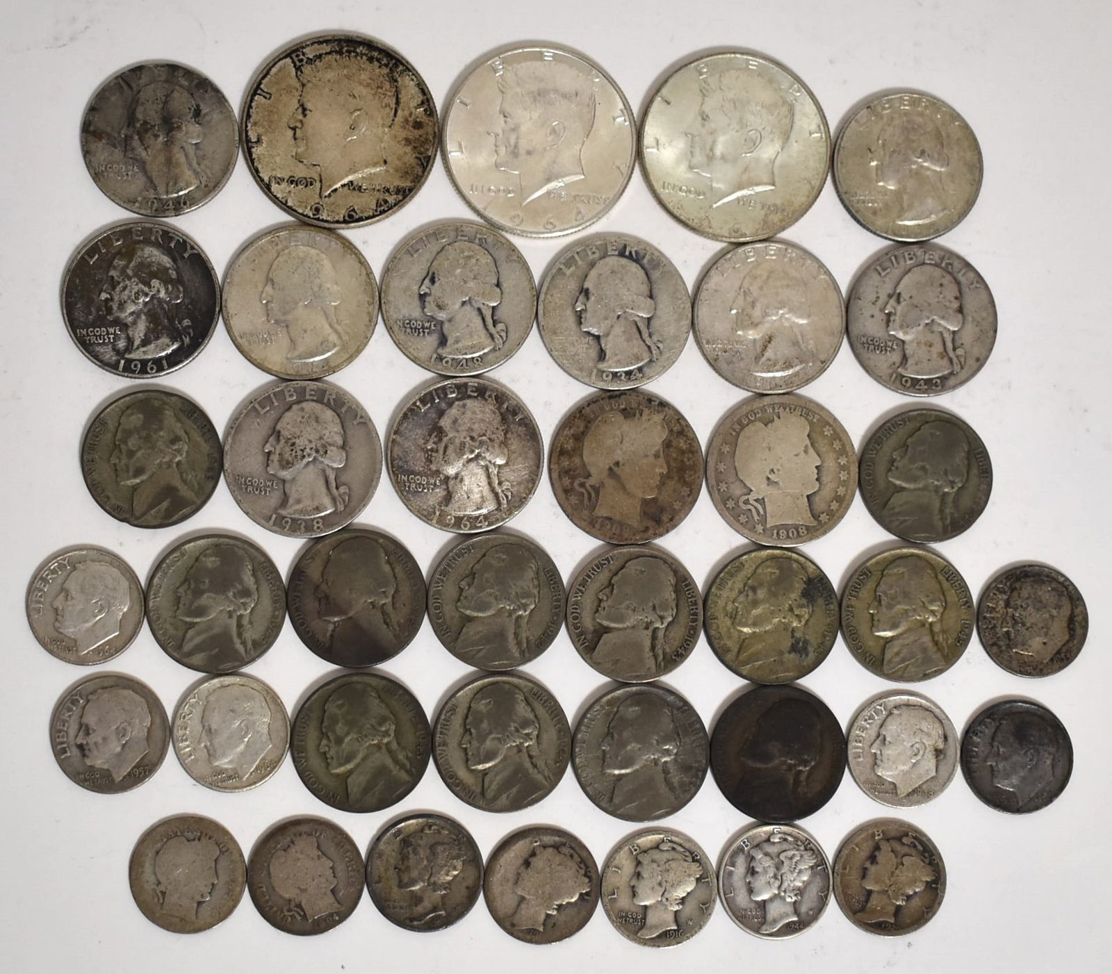 ASST US SILVER COIN INCL. HALVES/QUARTERS/DIMES/WARTIME (1 of 8)