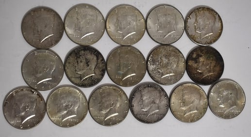 LOT (16) ASSORTED U.S. KENNEDY SILVER CLAD HALF DOLLARS