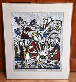 WOODBLOCK PRINT CHRIST/APOSTLES SIGNED SADAO WATANABE