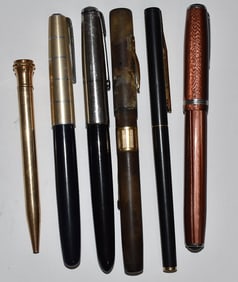 LOT (6) VINTAGE FOUNTAIN PENS/PENCIL, C. 1920/50