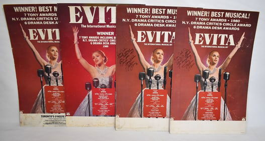 LOT (4) EVITA MUSICAL WINDOW CARD (2) AUTOGRAPHED