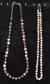 LOT (2) CONT. BAROQUE PEARL & WHITE SEA PEARL NECKLACES