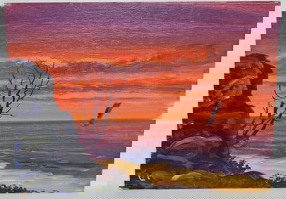 O/B FANTASY SEASCAPE SIGNED LK (LOU KENNEL 1886-1975)