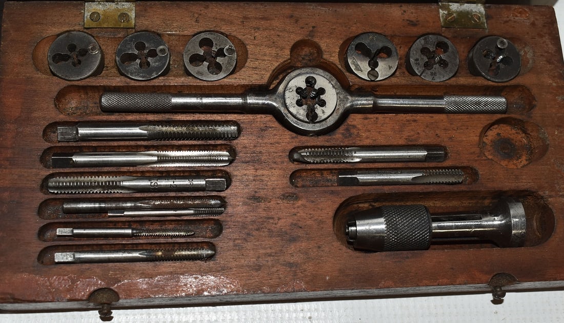 5 ASST. CASED INSTRUMENTS INCL. ROSEWOOD DRAFTING SET + - 5