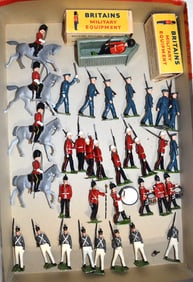 LOT ASSORT. H/P LITTLE BRITAINS W/JOINTED ARMS, C. 1950