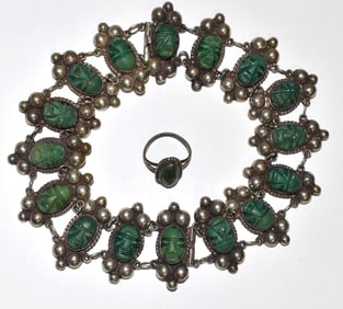 (2) MEZZO AMERICAN STERLING/HARDSTONE NECKLACE/RING