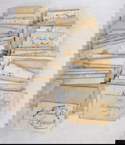 LOT APPROX. 60 EUROPEAN STAMPLESS COVERS, 19TH C.