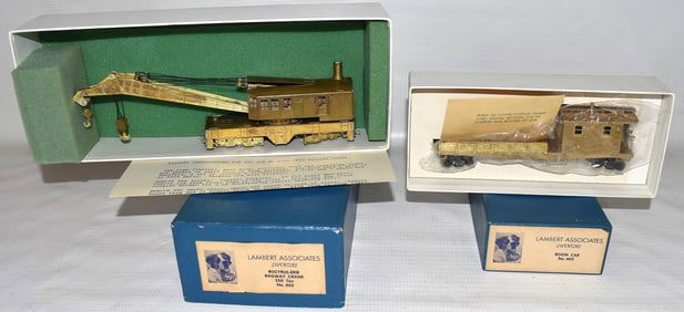 2 BRASS H.O TRAINS INCL BOOM CAR/BUCYRUS-ERIE RWY CRANE