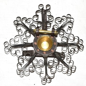 TIN/IRON FILIGREE HANGING MORTAR/PESTLE RACK