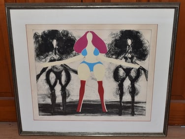 LITHOGRAPH W/COLOR THREE BOTTOMS SIGNED NEGRON