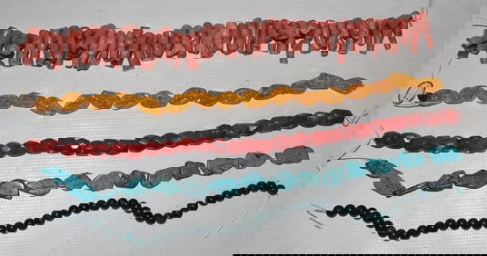 LOT ASSORTED BEADS INCL. TURQUOISE, CORAL, AMBER