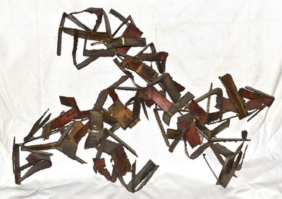 BRUTALIST TORCH CUT COLORED TIN SIGNED SILAS SEANDEL