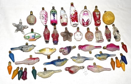 LOT ASSORT. VINTAGE GLASS FIGURAL LIGHT BULB ORNAMENTS
