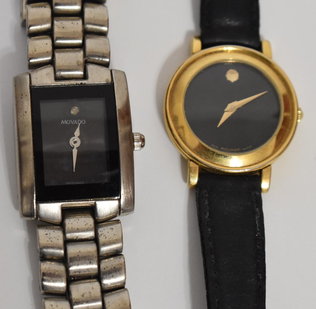 LOT (2) MOVADO WRIST WATCHES, C. 1980/90: LOT (2) MOVADO WRIST WATCHES, C. 1980/90