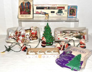 BOX LOT ASSORTED VINTAGE CHRISTMAS SANTA'S/REINDEER