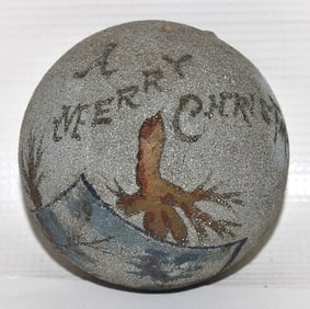 VICTORIAN H/P MICA GLASS WITCHES CHRISTMAS BALL, D.3"