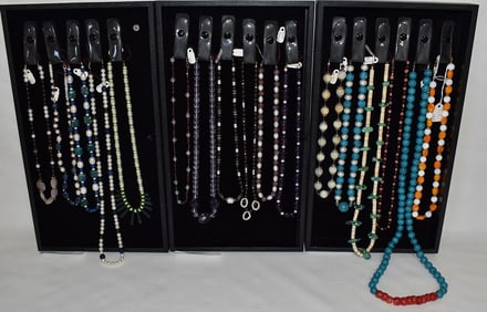 3 TRAYS ASST NECKLACES INCL. AMETHYST/TURQUOISE/CORAL
