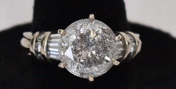 ART DECO 14KT WH. GOLD/DIAMOND RING W/5.01 CT SOLITAIRE