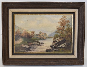 O/P LANDSCAPE W/RIVER SIGNED GUMSHEIMER (GERMAN)