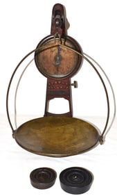 EUREKA PAINTED CAST IRON BALANCE SCALE, 19TH C., H. 18"