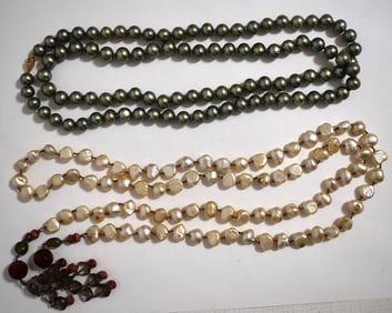 LOT (2) VINTAGE FRESH WATER/SOUTH SEA PEARL NECKLACES