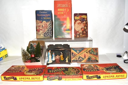 BOX LOT ASSORTED VINTAGE CHRISTMAS LIGHTS/EMPTY BOXES