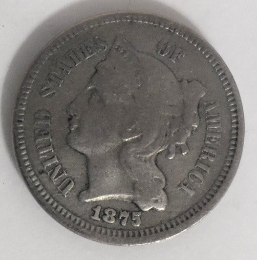 1875 THREE CENT NICKEL: 1875 THREE CENT NICKEL