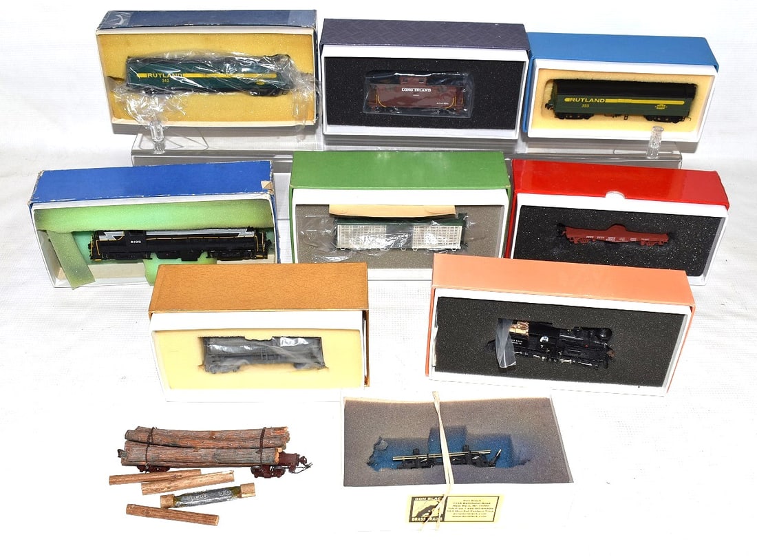 10 BRASS H.O. TRAINS INCL SHAY 20 TON LOCOMOTIVE + (1 of 10)