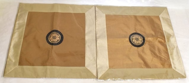 LOT (2) JAPANESE IMPERIAL EMBROIDERED SILK PILLOW CASES