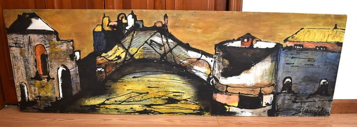 LARGE O/B ABSTRACT MODERN PAINTING SIGNED SINARD