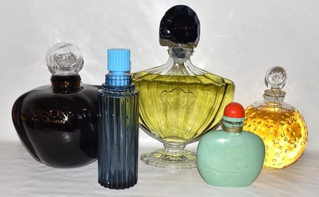 5 VINT. PERFUMES INCL. LALIQUE/WORTH GUERLAIN PARIS ++