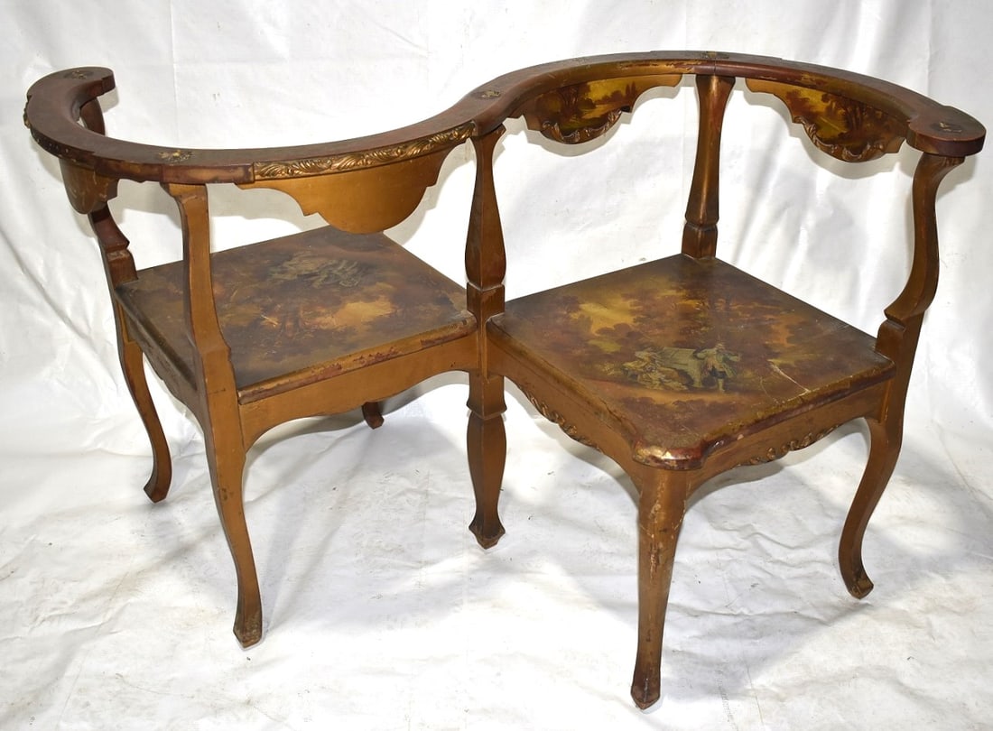 FRENCH STYLE KISSING/ROUNDABOUT CHAIR W/LOVE SCENE (1 of 5)