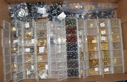 LOT SILVER JEWELRY MAKING BEADS INCL. ENAMELED SILVER