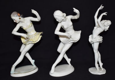 LOT (3) HUTSCHENREUTHER PORCELAIN DANCERS, 20TH C.
