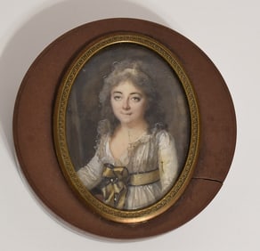 EARLY W/C MINIATURE SNUFF BOX, 19TH C., D. 3"