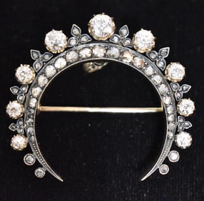 EXC. GEORGIAN 14KT Y/G/ROSE CUT DIA. BROOCH/PENDANT