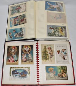 LOT (2) VINTAGE MIXED HOLIDAY POSTCARD ALBUMS