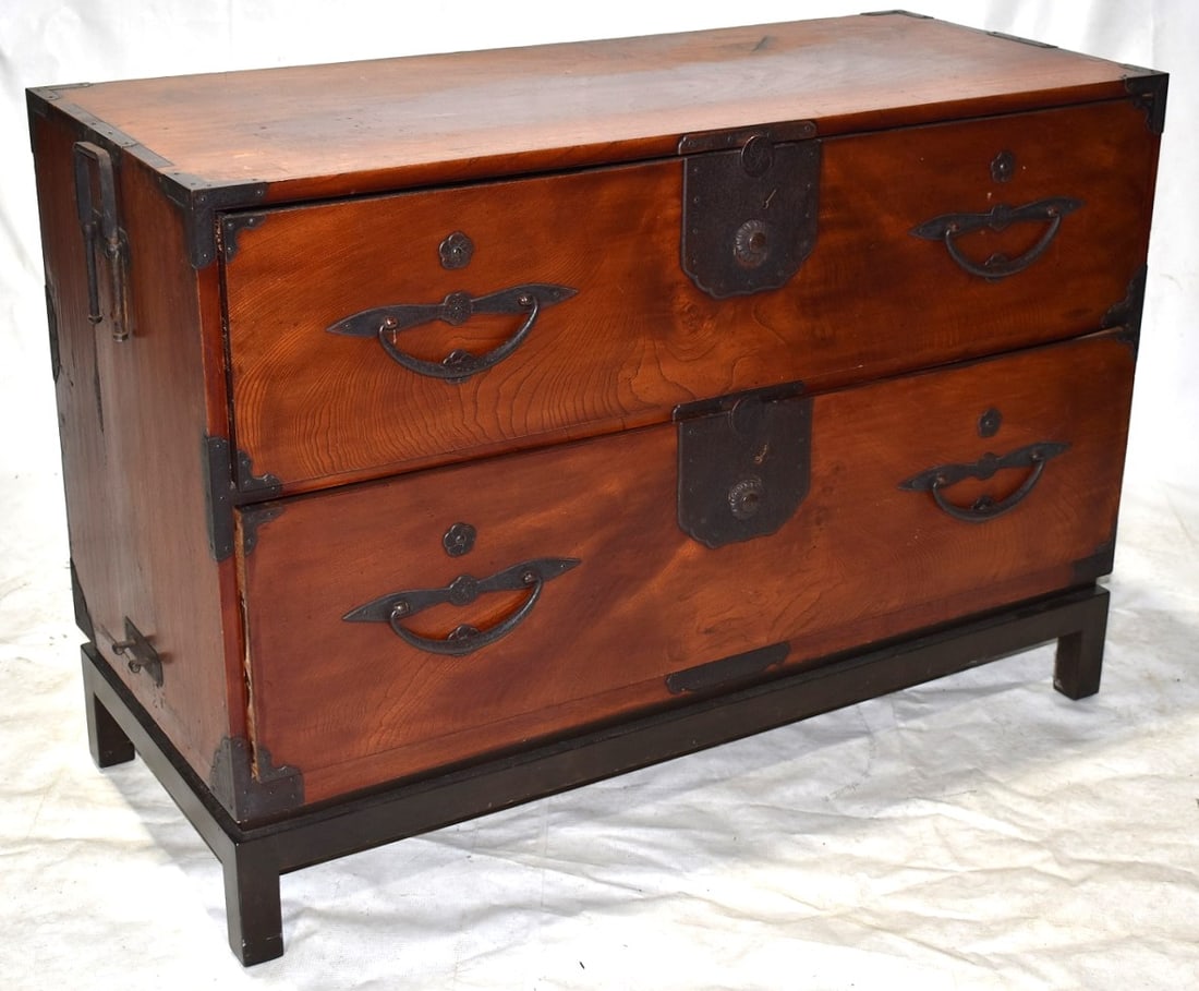 JAPANESE MOUNTAIN ASH TWO DRAWER CHEST: JAPANESE MOUNTAIN ASH TWO DRAWER CHEST, H. 29", W. 42", D. 18"