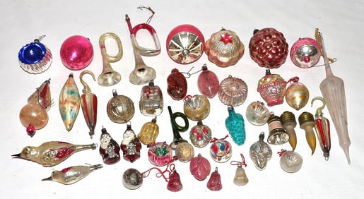 LOT ASSORT. VINT. GLASS FIGURAL CHRISTMAS ORNAMENTS