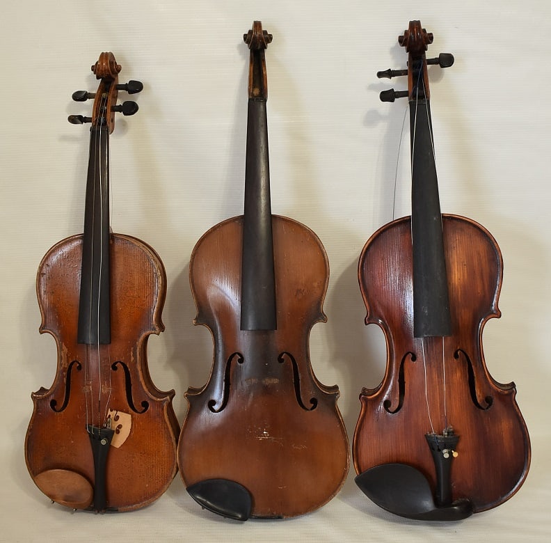 LOT (3) ASSORTED VIOLINS (STUDENT MODELS) 20TH C. (1 of 14)